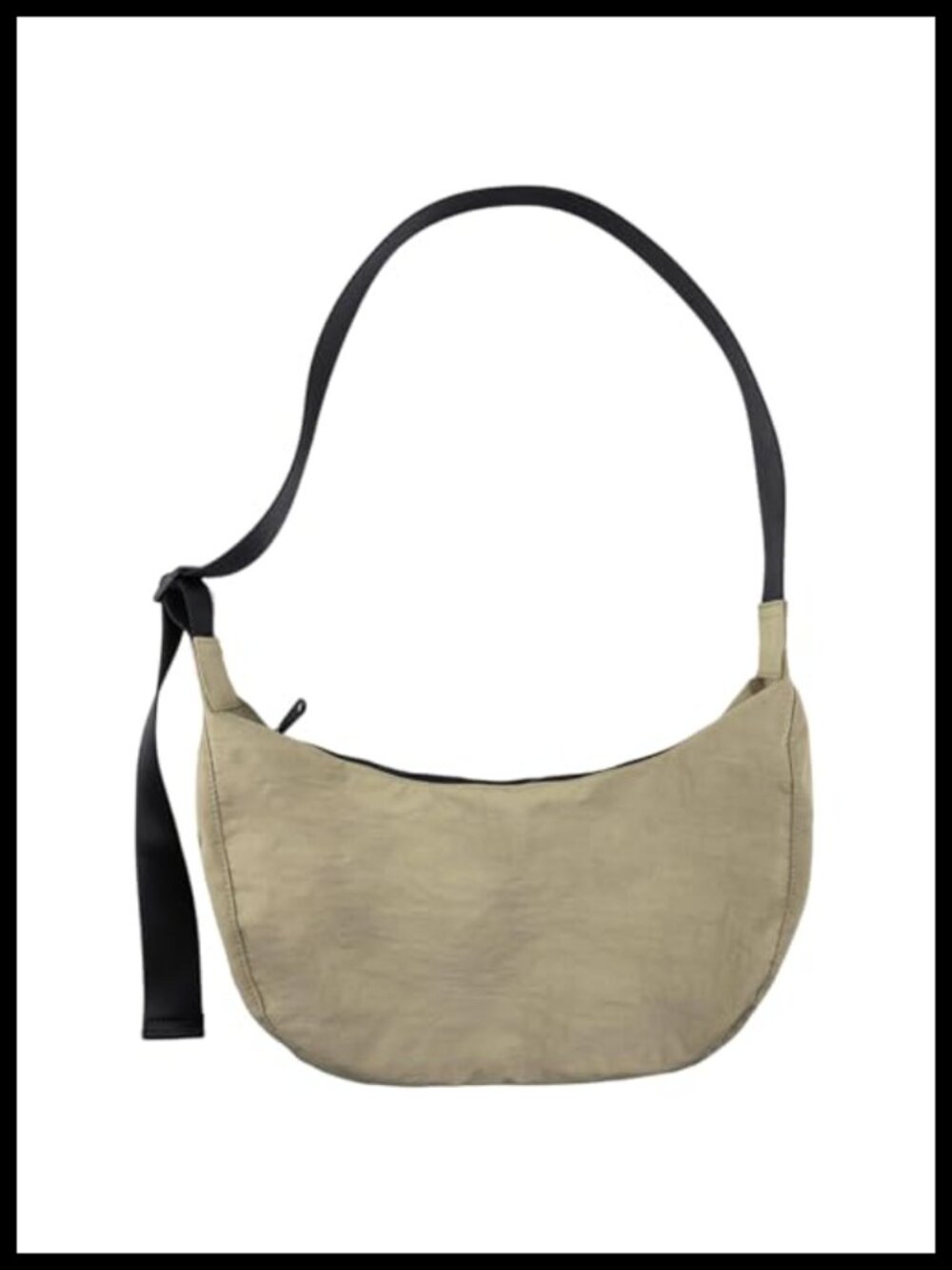 Nylon Crescent Crossbody Bag with Adjustable Strap, Dual Zipper Pockets - Hobo